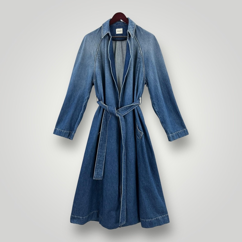 KHAITE Roth Trench Coat Small Blue Denim Belted Made Italy Prototype